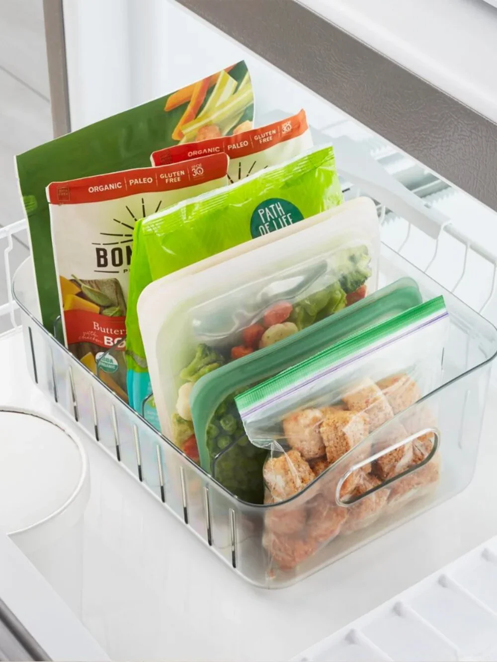 Freezer Organizer BPA-Free with Adjustable Dividers and Handle NWOT